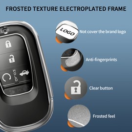 TANGSEN Smart Key Fob Case Cover Compatible with Honda Civic VEZEL RV3 RV4 EHEV RV5 RV6 2 3 4 5 Button Keyless Entry Remote TPU Transparency Frosted Key Shell