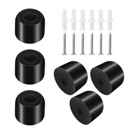 Diompirux Pack of 6 round rubber door stoppers, door friendly and non-slip, door stopper, floor mounting, with screw accessories, wall buffer rubber buffer, wall protection door latch, for any