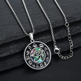 Eye of Horus Necklace 925 Sterling Silver Rune Pendant Necklace Ankh Jewelry Eye of Horus Gifts for Women Men