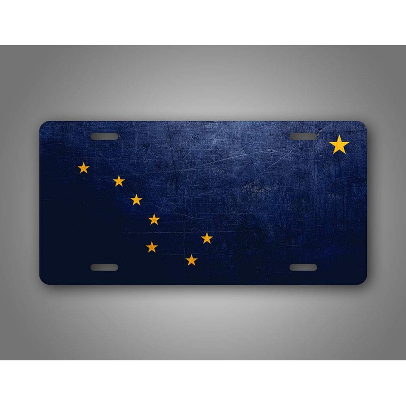 SignsAndTagsOnline Alaska Weathered Metal Flag License Plate Antique AK State