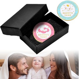 New Parents Decision Coin, New Mum Daddy Gifts Funny Flip Coin Decision Coin Turn Coin New Parents Gift Newborn Coin Baby Shower Gifts for Mum Dad(Gold)