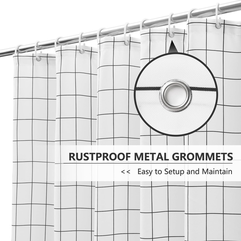 AooHome Black and White Extra Long Shower Curtain, Polyester Durable