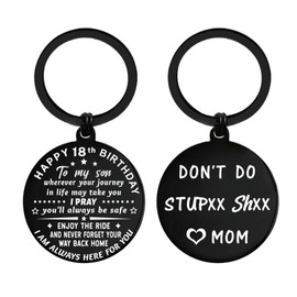 ENGZHI Son 18th Birthday Decorations for Boys, 18 Year Old Boy Birthday Gifts from Mom, Age 18 Birthday Keychain Him Men Teen