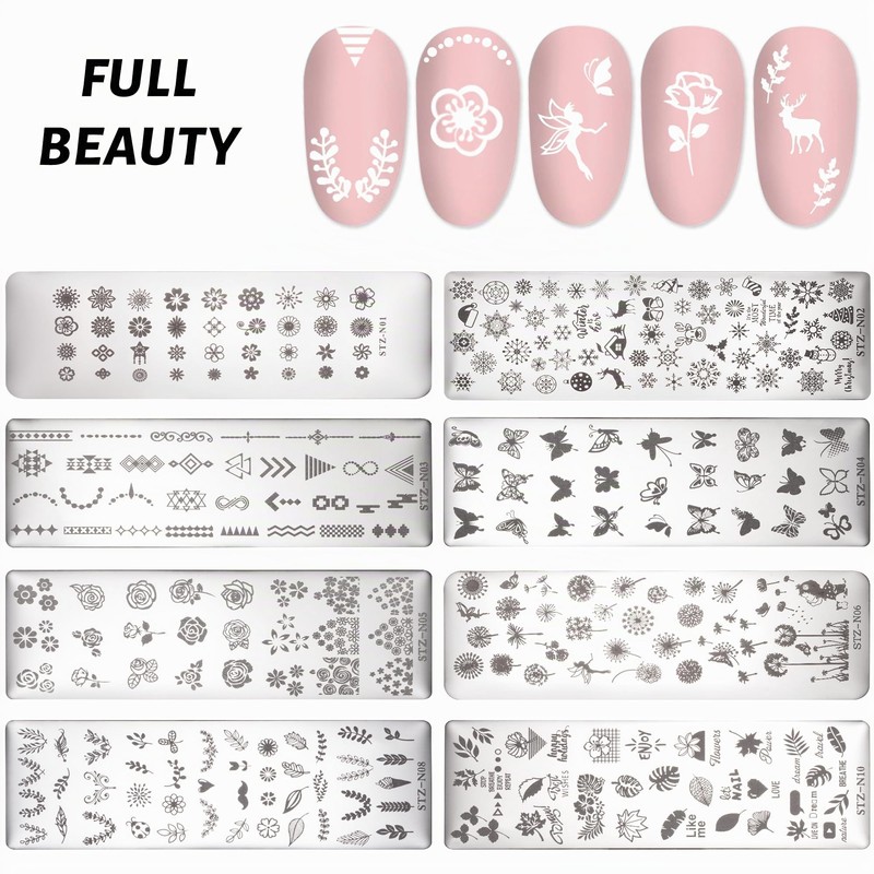 Nail Art Stamping Kit 8 Pezzi Nail Art Stamping Piatti