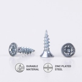 Zinc Plated Steel Wood Screws 3.5 x 10mm Pozi Drive Head Screws Fasteners Countersunk Chipboard Screws (Pack of 1000)