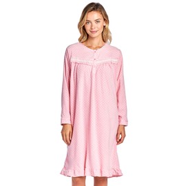 Casual Nights Women's Long Sleeve Printed Micro Fleece Nightgown - Pink - Medium
