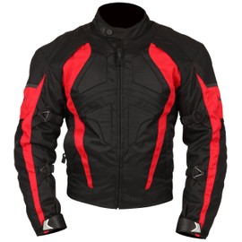 Milano Sport MJGAM0385LA Gamma Motorcycle Jacket with Red Accent (Black, Large)