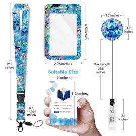 Anime Id Badge Holder with Lanyard,Retractable Badge Holders Reels,Colorful Breakaway Lanyards for ID Badges,Cute Fashion Key Chain Keychains,Badge Clips for School Office Women Teen Kid 5