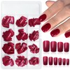 Bellelfin 360Pcs Press on Nails Short, Square Red Fake Nails
