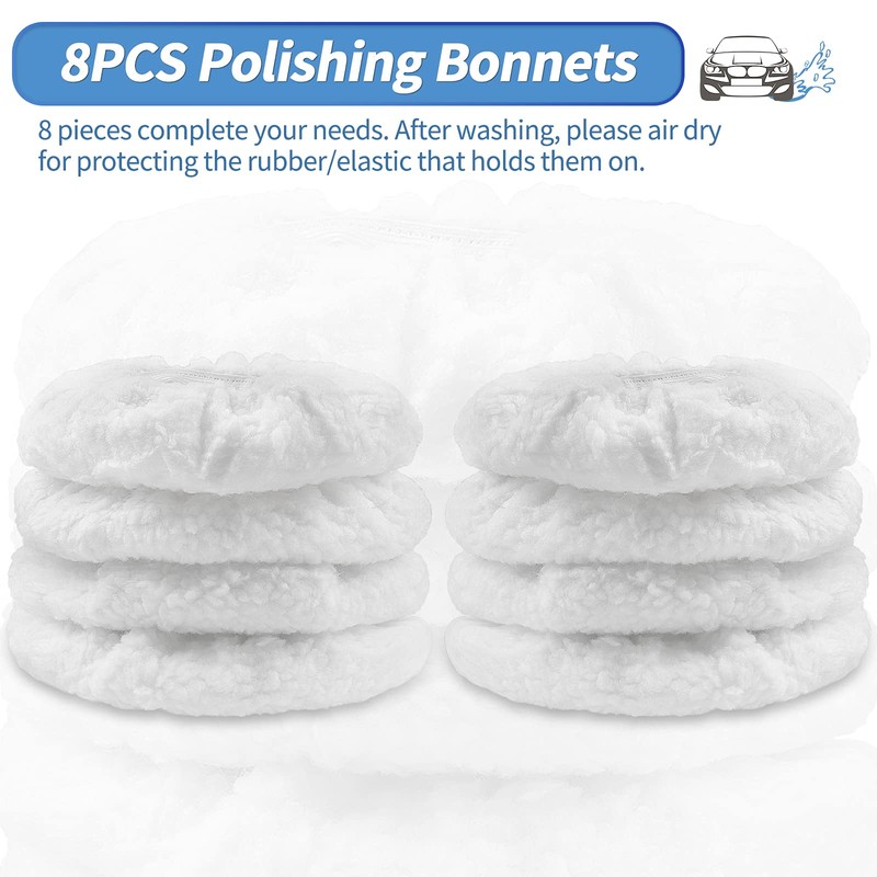 OTUAYAUTO 8PCS 7 Inch to 8 Inch Polishing Bonnets -