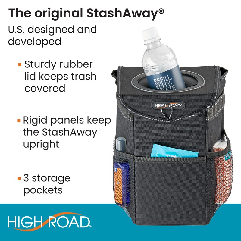 High Road StashAway Heavy Duty Car Trash Can with Rubber