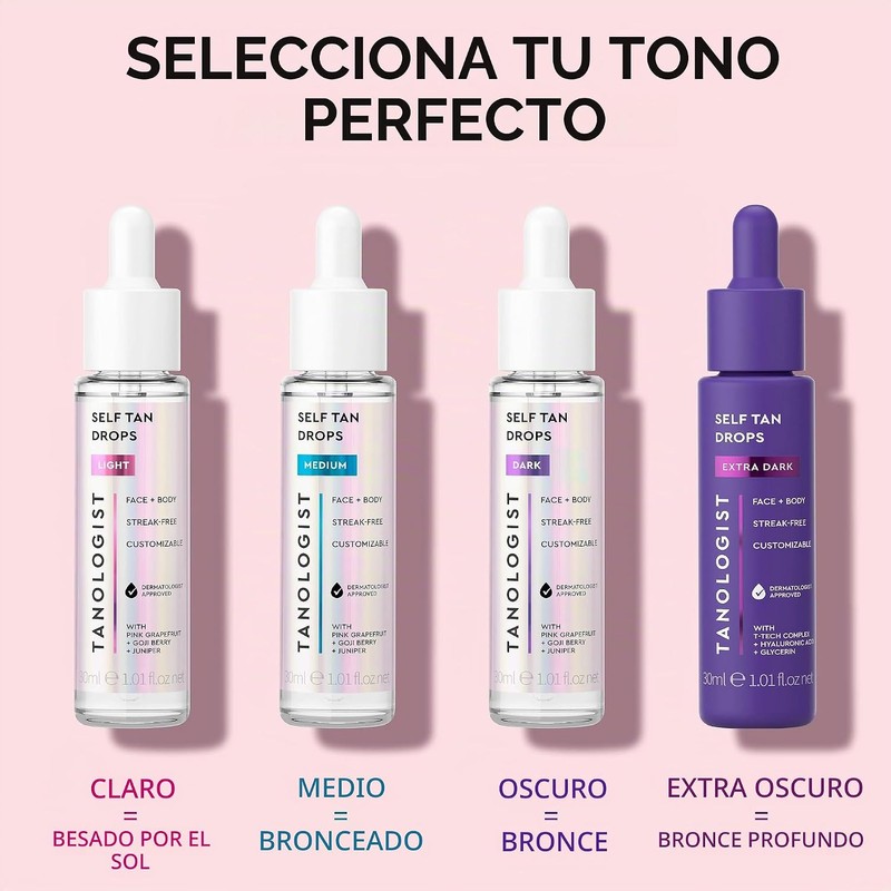 TANOLOGIST, Self Tan Drops, Serum Autobronceador Facial y Corporal con