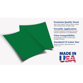 65lb Cover Cardstock Paper - 8.5 x 11 inch - 25 Sheets (Holiday Green)