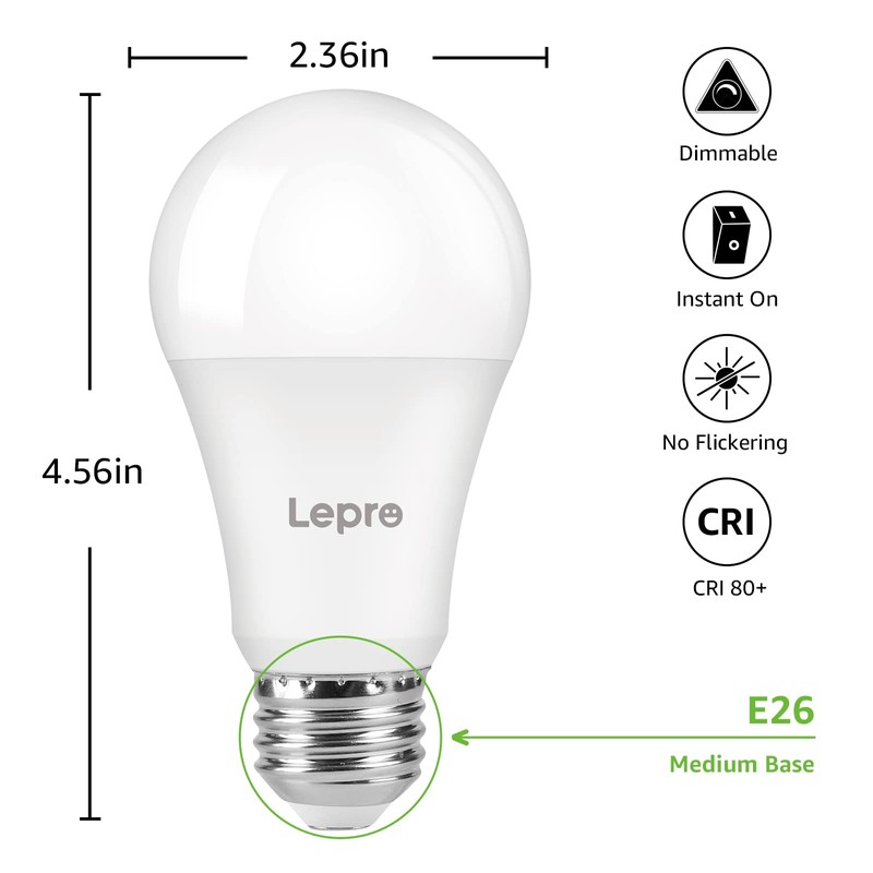 Lepro Dimmable LED Light Bulbs 100 Watt Equivalent, 14W 1500LM