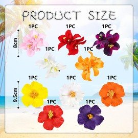Shimmerz Pack of 10 Hawaiian Flower Hair Clips for Women, Plumeria Hibiscus Hair Clips, Hair Accessories for Holiday Party Beach Lake