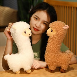 Herfair Alpaca Cuddly Toy, Alpaca Plush Toy, Plushies, Soft Lambskin Wool Stuffed Toy, Llama Cushion, Gift for Children, Girls, Boys (Beige, 43 cm)
