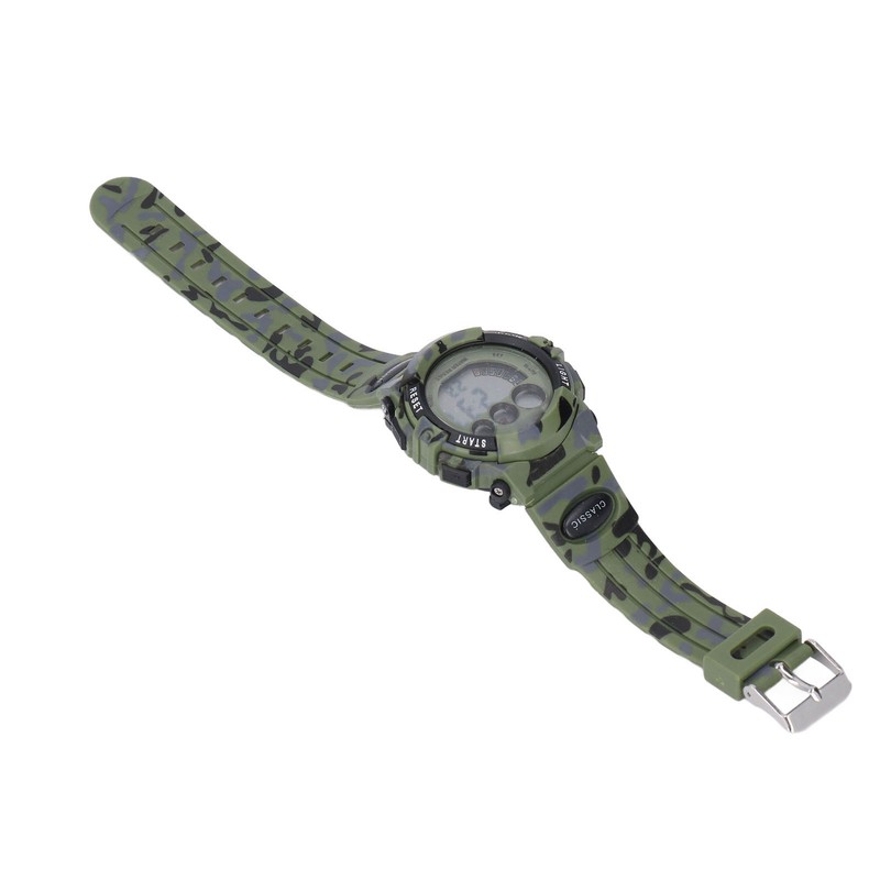 Camouflage Green Kids Watch 7 Colors LED 50M Waterproof Digital