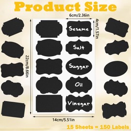 Loghohu 150 Pcs Chalkboard Labels,Chalk Labels Waterproof Reusable Removable Label for Storage Bins Spice Jars Pantry Containers Organizing Home & Kitchen (10 Styles)