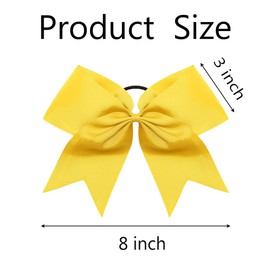 Gold Cheer Bow, 2 PCS 8 Inch Large Cheer Hair Bows Ponytail Holder Elastic Band Handmade for Cheerleaders Teen Girls College Sports (Gold)