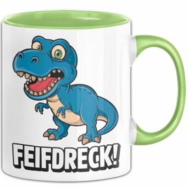 Dinosaurier Tasse Geschenk Lustige Geschenkidee Spruch Feifdreck (Grün)