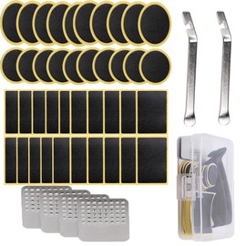 46 Piece Bike Puncture Repair Kit, Bicycle Tire Repair Tool Kit with Glue Free Patches Tire Levers, Repair Set for Mountain Road Bikes, Quick Fix Bicycle Puncture Repair Kit in Box