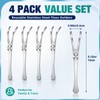 4 Pcs Stainless Steel Dental Floss Holder Reusable Flosser, Silver