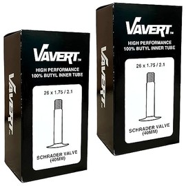 Vavert 26" x 1.75-2.1 Mountain Bike Inner Tubes - Schrader Valve (Pair)