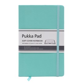 Pukka Pad, Soft Cover Notebook – 192 Pages of 80GSM Acid-Free Quality Lined Paper – Vegan Leather Cover with Inner Pocket for Loose Pages, Ribbon Bookmark, and Elasticated Closure – 130 x 210mm, Mint