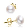 Classic Daily Gold 8mm White Freshwater Cultured Pearl Stud Earrings