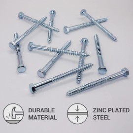 (Pack of 6) DIN 571 Zinc Plated Steel Hexagon Wood Screws M10 x 120mm, Hex Bolt Impact Bolts, Hex Head, Carriage Bolts (6, M10 x 120mm)