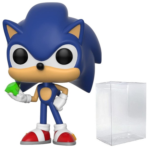 POP Sonic The Hedgehog - Sonic with Emerald Funko Vinyl Figure (Bundled with Compatible Box Protector Case)