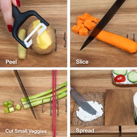Adaptive One Handed Cutting Board With 10 Spikes – Ideal Gift for Stroke Patient, One-handed Person, Disabled, Handicapped People, Elderly Patients - Handicap Wooden Kitchen Chopping Boards
