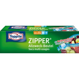 Toppits Zipper Allzweck-Beutel 1 Litre Transparent, 12 Stück