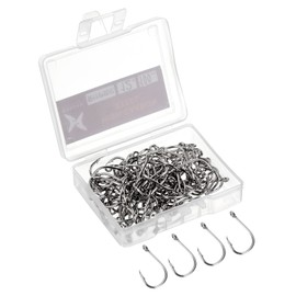 PATIKIL 12# Catfish Hooks, 100 Pack 0.49" Claw Fish Hook Fishing Hook High Carbon Steel J Shaped with Barbs for Freshwater Saltwater, Silver Tone