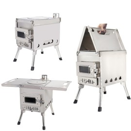 Outdoor Camping Stove Portable Stainless Steel Tent Stove With Chimney Pipe for Outdoor Cooking Backpacking BBQ Hiking Picnic