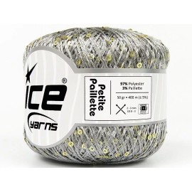 Ice Yarns Petite Paillette Grey with Gold Mini Sequin 78419 Ice Yarns 50gr 437yds
