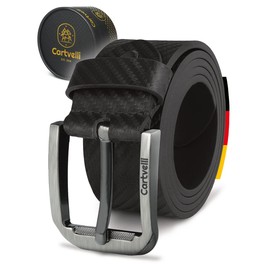Cartvelli Premium Men's Carbon Leather Belt - Made in Germany with Gift Box - Genuine Leather Belt 40 mm, carbon black