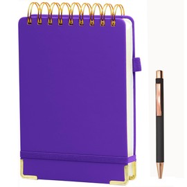 Simind Top Spiral Notebook 5x7 Leather Steno Pad 300 Pages Hardcover Steno Notebooks Top Spiral for Work Steno NotePad, 100 GSM Thick Paper, Left Handed Notebooks for Office College School, Purple