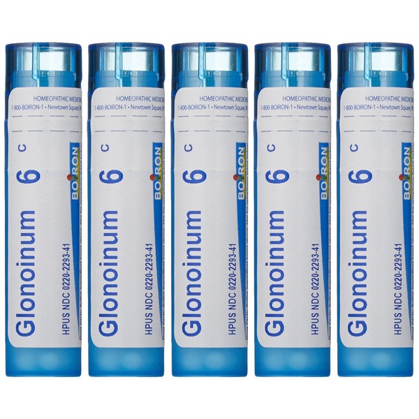 Boiron Glonoinum 6C, Homeopathic Medicine for Hot Flash, Sunstroke and Headache (Pack of 5)