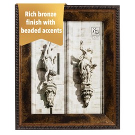 Kiera Grace Sydney Picture Frame, 10" x 12" Large Plastic Picture Frame with Easel for Tabletop Placement and Wall Hanging, Holds an 8" x 10" Photo, Antique Bronze