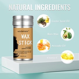 wodemate Hair Wax Stick, Non-greasy Hair-Styling Waxes, Hair Care Slick Stick for Women & Kids, Styling Pomade for Flyaways, Bun Maker, Baby Hair with Frizz Edge 2.7 Oz