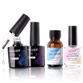 Gellen Nail Dehydrator, Primer & Top & Base Coats Kit - Superior Protein Bonding, Fast Air Dry for Acrylic Powders & Gel Polish