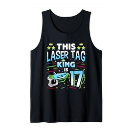 Mens Laser Tag King Is 17 Funny Boy Lazer Tag Indoor Lasertag Tank Top