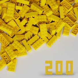 TTEHGB TOY Classic Mass Brick 2 x 4, Pack of 200 Building Blocks, Yellow, Compatible with All Major Brands, MOC Enthusiasts, Colours: Yellow