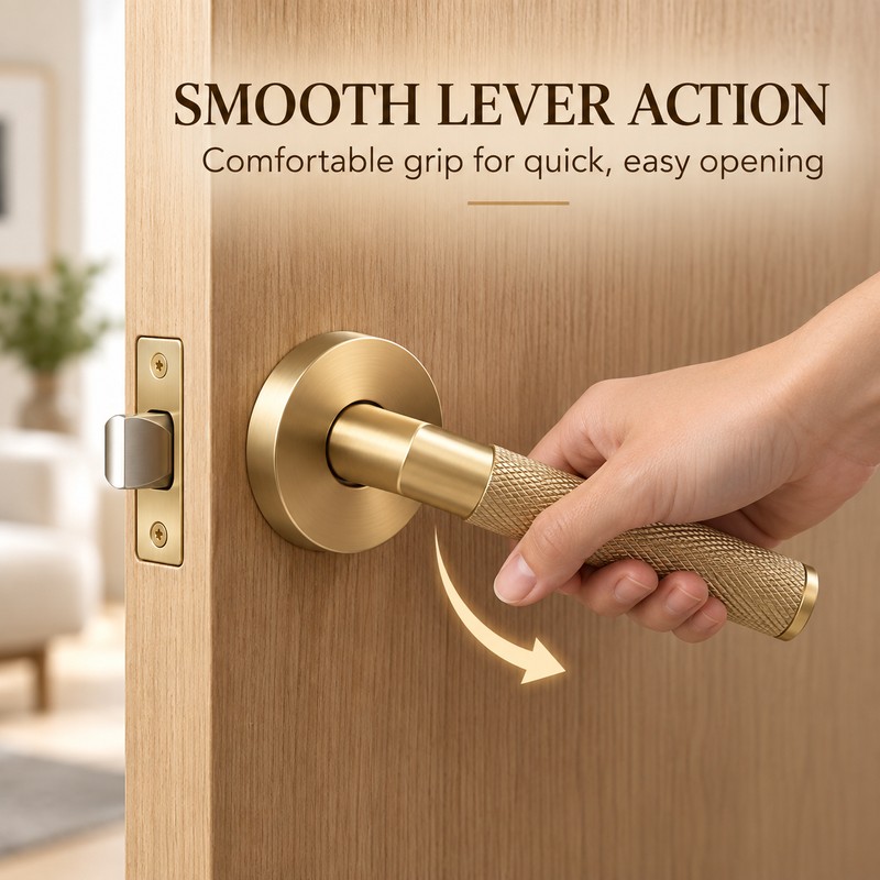 Privacy Door Lever for Bedroom & Bathroom – Reversible Keyless