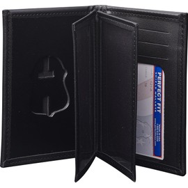 Perfect Fit Shield Wallets FBI Federal Style hidden badge wallet Badge Holder (Cutout PF-39) Black Leather