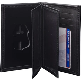 Perfect Fit Shield Wallets FBI Federal Style hidden badge wallet Badge Holder (Cutout PF-39) Black Leather