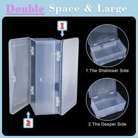 Lokyango Plastic Storage Personal Box for Nail, 2 Pack Double-Layer Nail Implement Storage Box Organizer Case Manicure Tool Box for Nail Pedicure Supply Tools (C-clear-2pcs)