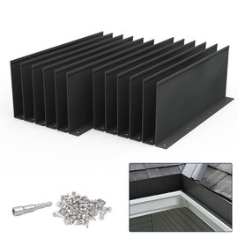Pearwow Gutter Valley Splash Guard,Aluminum Rain Diverter Roofing Gutter Splash Guards for Valley,Corner or Straight,10 Inch Each (12 Pcs Black)