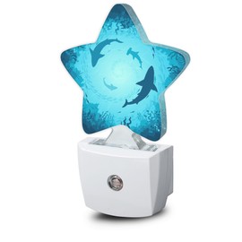 Night Lights Plug into Wall Lamp Smart Dusk to Dawn Sensor for Home Decor Sharks Vortex Under The SeaKids Room Bedroom Bathroom Kitchen Hallway Gifts